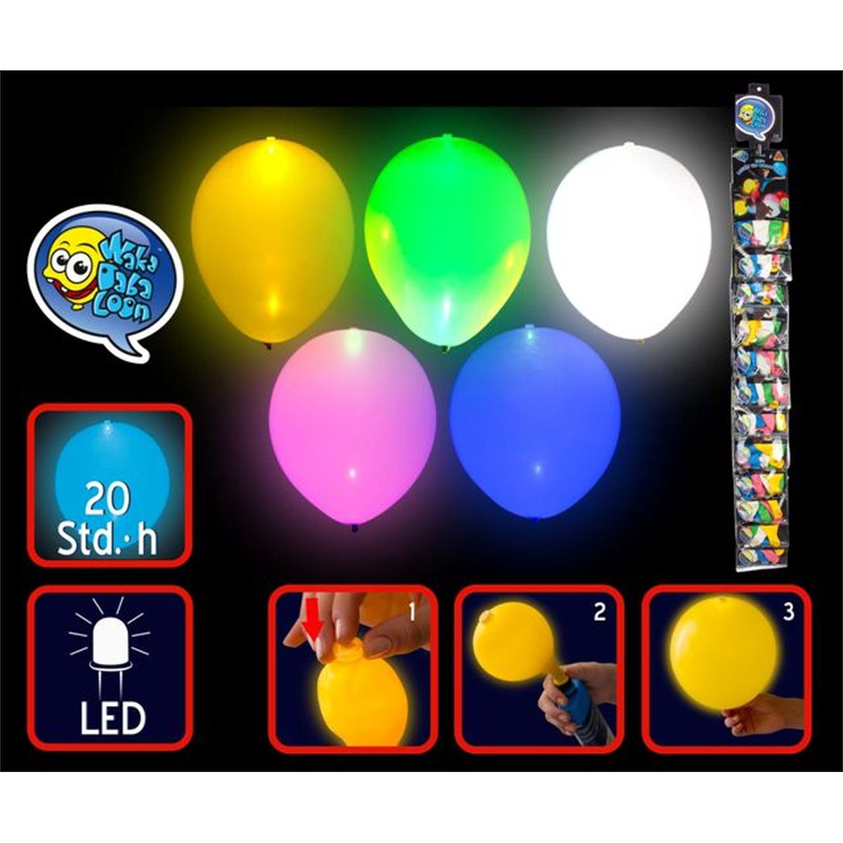 Maleri Vanding alkove LED Luftballons, ø 23cm, 5 Stück | Pyjama-Party | Mädchen | Mottopartys |  Tambini