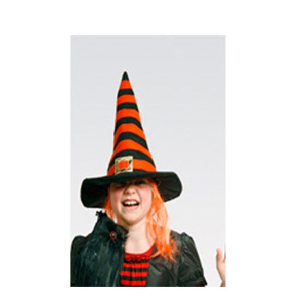 Hexenhut mit Haaren schwarz/orange X