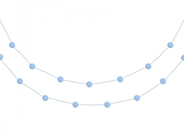 Pom-Pom-Girlande Über den Wolken, hellblau
