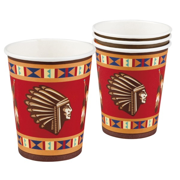 Pappbecher Indianer, 250 ml, 6 Stück X X