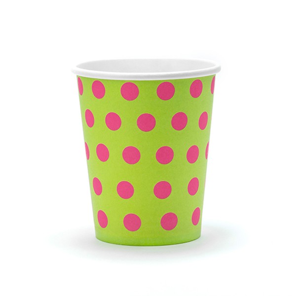 T1142540-Pappbecher-mit-Punkten-bunt-260ml-6-Stueck-1