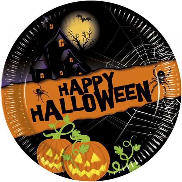 Pappteller Halloween, ø 23 cm, 8 Stück