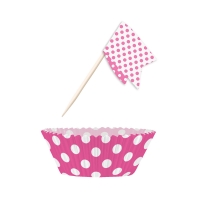 Muffin Kit Punkte, pink, 24 St