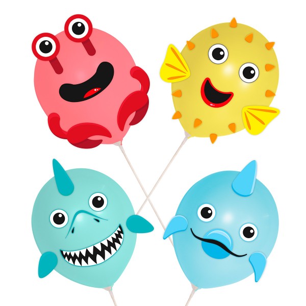 Ballon Set Meerestiere, 4 Stück X