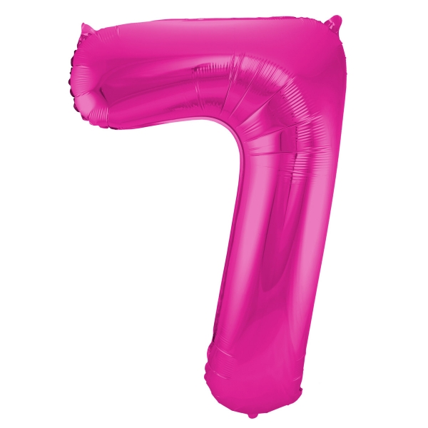 XL Folienballon Zahl 7 in Magenta, 86 cm, 1 Stück, Helium Ballon (unbefüllt)