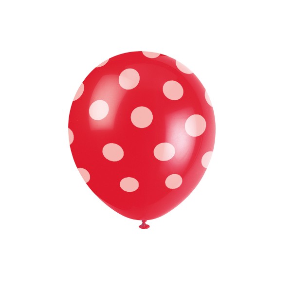 Luftballons mit Punkten rot, 6 St
