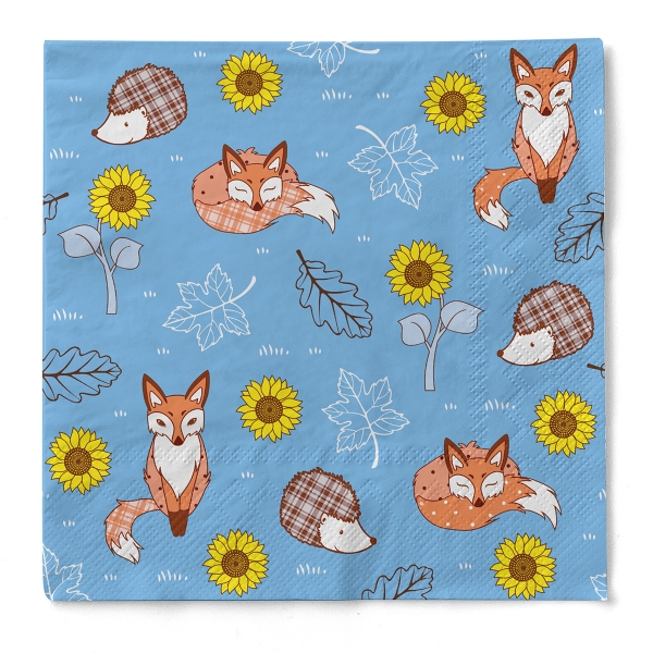 Serviette Fuchs, Blau, 20 Stück