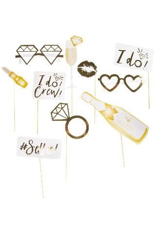 Photo Props Set Bride to be, gold, 8-teilig