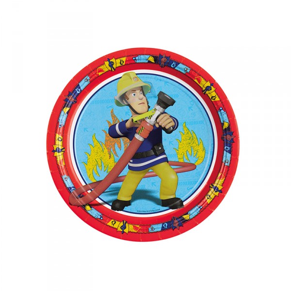 Pappteller Feuerwehrmann Sam, ø 23cm, 8 Stück