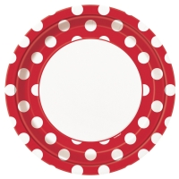 Pappteller Punkte, rot,  23cm, 8 St Pappteller Punkte, rot,  23cm, 8 St