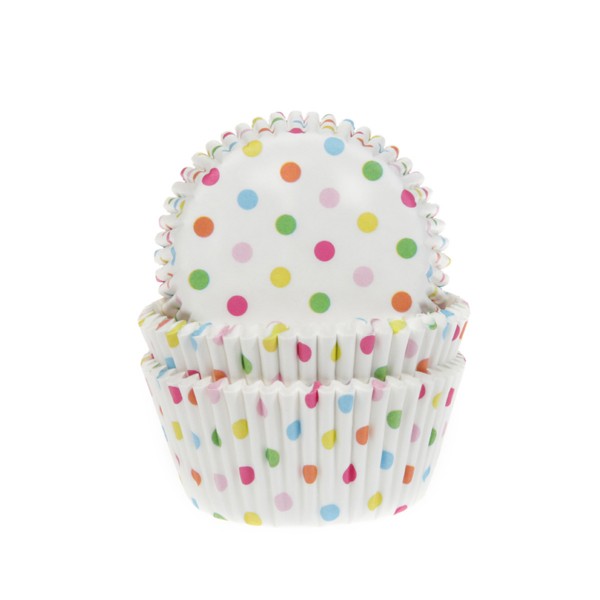 Muffinförmchen mit Punkten, bunt, 50 Stück