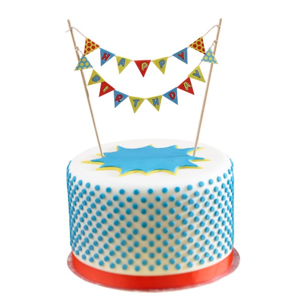 Kuchen-Wimpelkette Pop Art Superhelden, 17cm