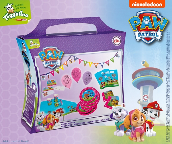 Partykoffer Paw Patrol, 51 Teile, Rosa