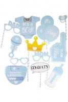 Photo Props Set Babyshower Jungen, 12-teilig Photo Props Set Babyshower Jungen, 12-teilig