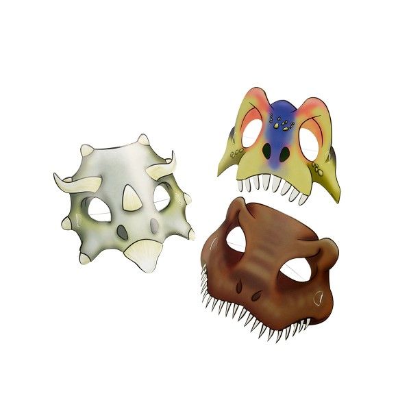 T1142155-Pappmasken-Dinosaurier-4-Stueck