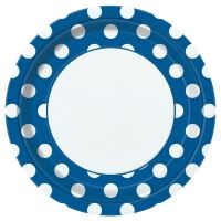 Pappteller Punkte, blau,  23cm, 8 St Pappteller Punkte, blau,  23cm, 8 St