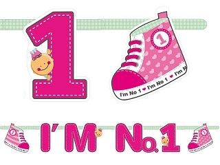 Banner 1. Geburtstag & Geburt, Pink - 1,10m