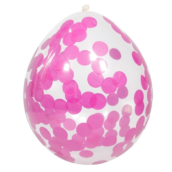 Konfetti Ballons, Pink, 4 Stück