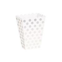 Popcorntüten Punkte, silber/weiß, 8 Stück Popcorntüten Punkte, silber/weiß, 8 Stück