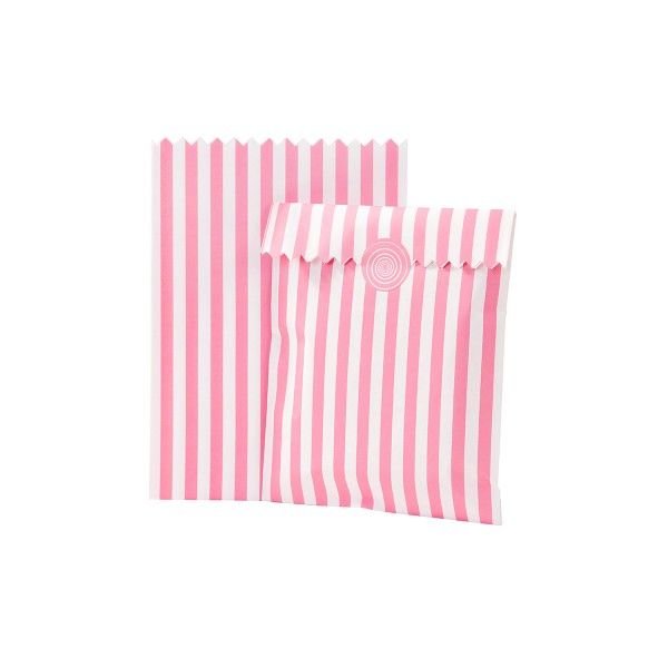 Partytüten aus Papier rosa/weiß gestreift, 8 Stück X