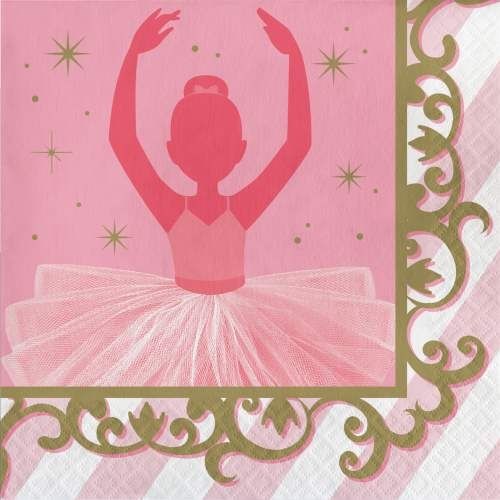 Servietten bezaubernde Ballerina, 33 x 33 cm, 16 Stück