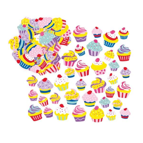 Moosgummi-Aufkleber Cupcake, 120 Stück