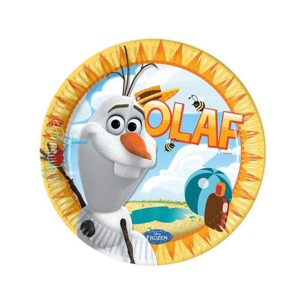 T1142418-Pappteller-Eiskoenigin-Olaf-Sommer-23cm-8-Stueck