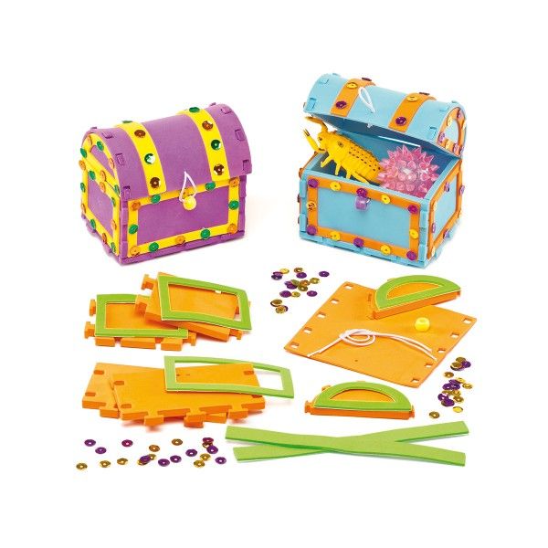 Bastelset Moosgummi Schatztruhen zum Selbstgestalten, 3 Stück X X