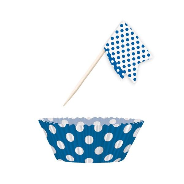 Muffin Kit Punkte, blau, 24 St