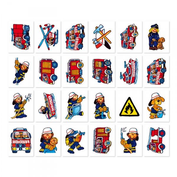 Simyron 10 Blätter Feuerwehr Tattoo Kinder Fireman Kindertattoos Set, Tattoo Kinder Jungen Cartoon Feuerwehrmann Spielzeugaufkleber Für Kindergeburtstagsgeschenke