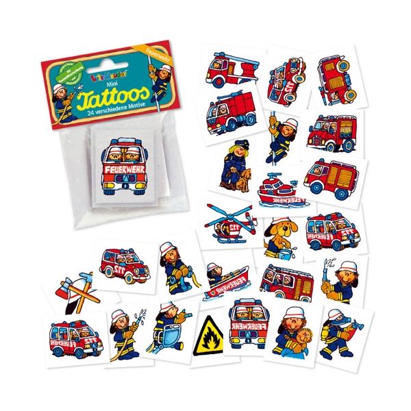 Mini-Tattoo-Set Feuerwehr, 24-teilig