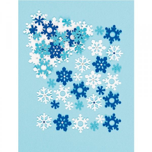 Filz-Sticker Schneeflocken, 78 Stück