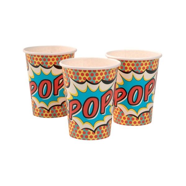 Pappbecher Pop Art Superhelden, 9,5cm, 8 St