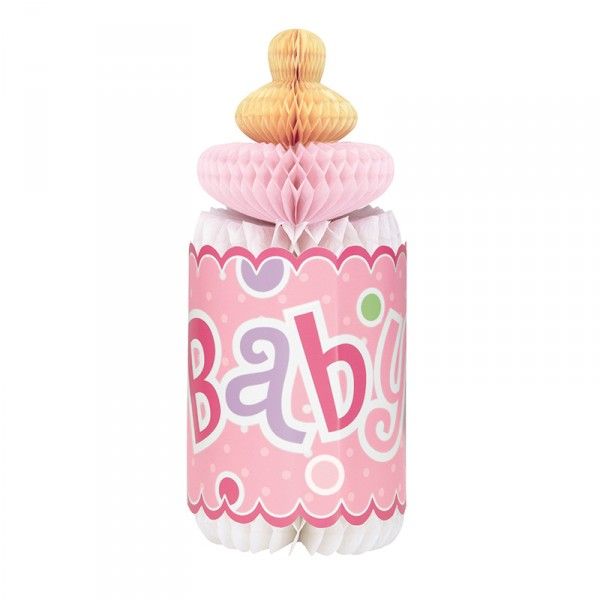 Tischdeko Babyshower Trinkflasche, Rosa