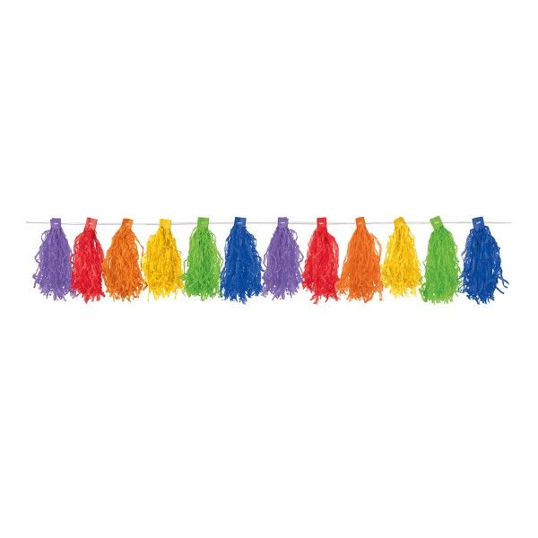 Quastengirlande bunt, 3m