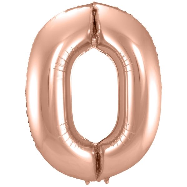 XL Folienballon Zahl 0 in Rose-Gold, 86 cm, 1 Stück, Helium Ballon (unbefüllt)