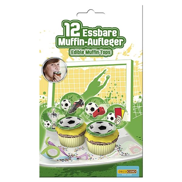 Essbare Muffinaufleger - Fussball, 12 Stück
