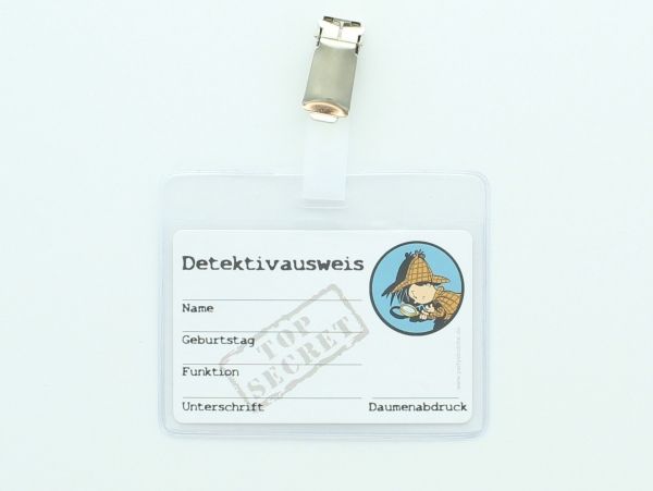 Detektivausweis Flo in Hülle mit Clip