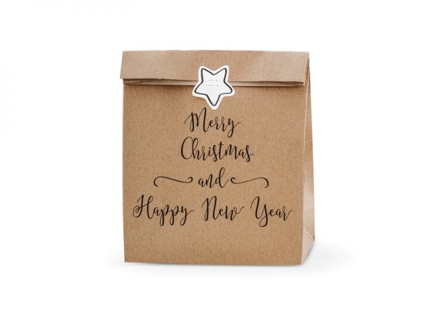 Litmitfu 50 Weihnachts-Geschenktüten Mit „Merry Christmas“ – Bunt, Lebensmittelecht