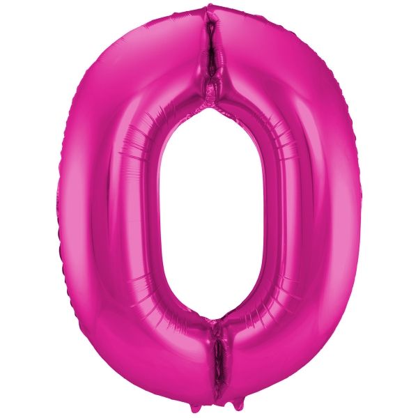 XL Folienballon Zahl 0 in Magenta, 86 cm, 1 Stück, Helium Ballon (unbefüllt)