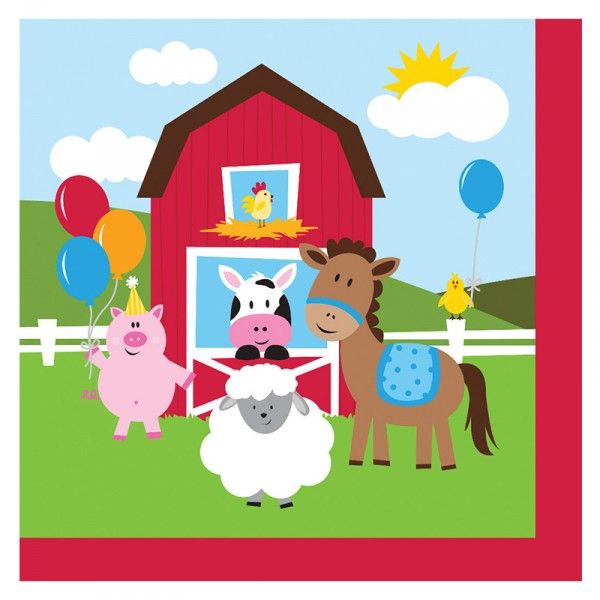 Traktor Party Dekoration 60-tlg. - Pappteller & Servietten Für Bauernhof Kindergeburtstag