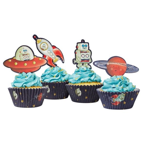 Muffinformen und Muffinpicker Weltraum, 50 Formen und 20 Picker