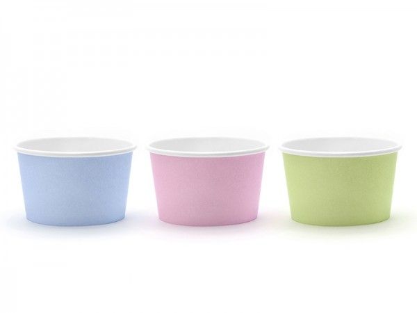 Eis- und Naschbecher, 170 ml, Grün/Rosa/Blau Pastell, 6 Stück