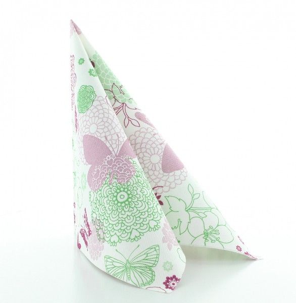 Serviette Luisa in Pink-Grün aus Linclass® Airlaid 40 x 40 cm, 50 Stück