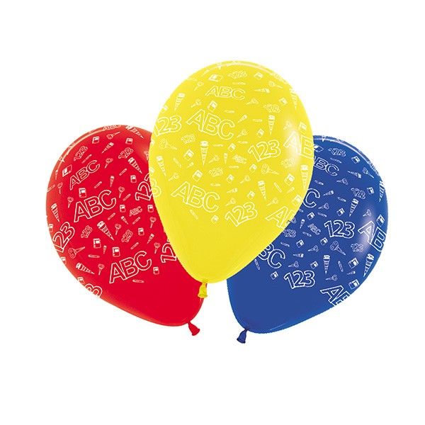 Luftballons Schulanfang bunt, ø 30 cm, 5 Stück