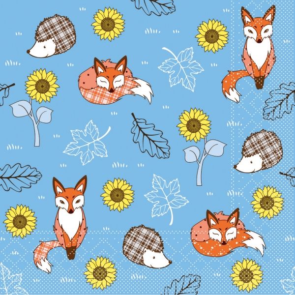 Serviette Fuchs, Blau, 20 Stück
