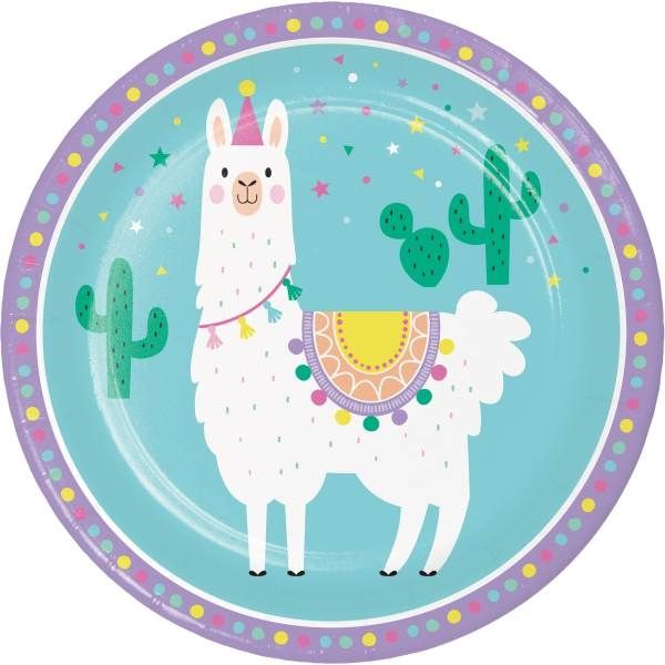 Pappteller Lama, ø 23cm, 8 Stück