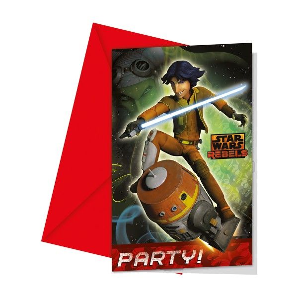 Einladungen mit Umschlag  Star Wars Rebels, 6 St