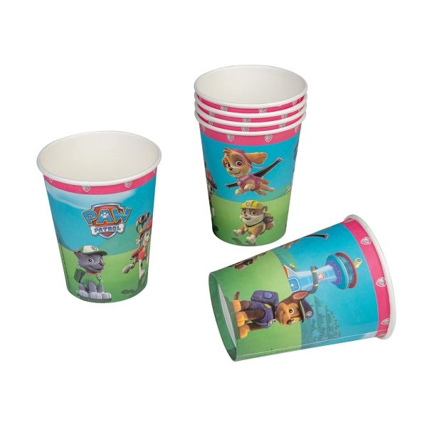 Pappbecher Paw Patrol, 200 ml, pink, 6 Stück
