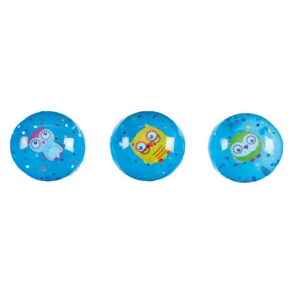 Glitzer Flummi Eule, ø 3cm, 6 Stück X